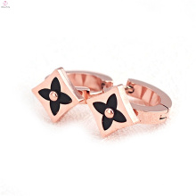 Frauen Mode Clover 18K Rose Gold Emaille Edelstahl Ohrstecker